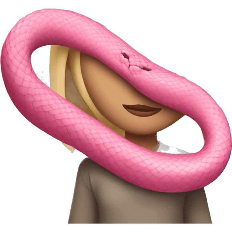 pink snake on blonde girls shoulders  emoji