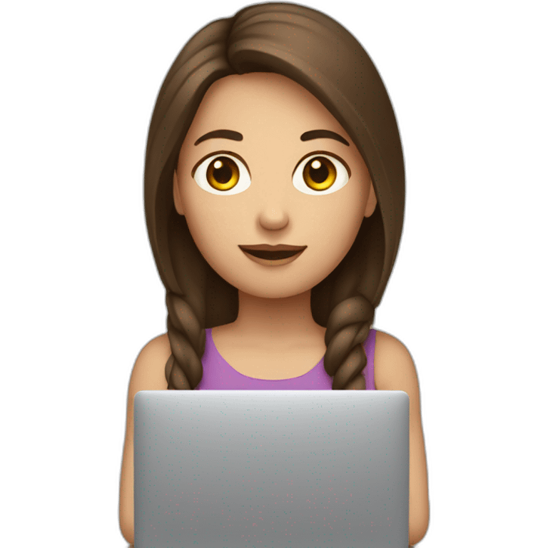 girl with brown hair on computer emoji