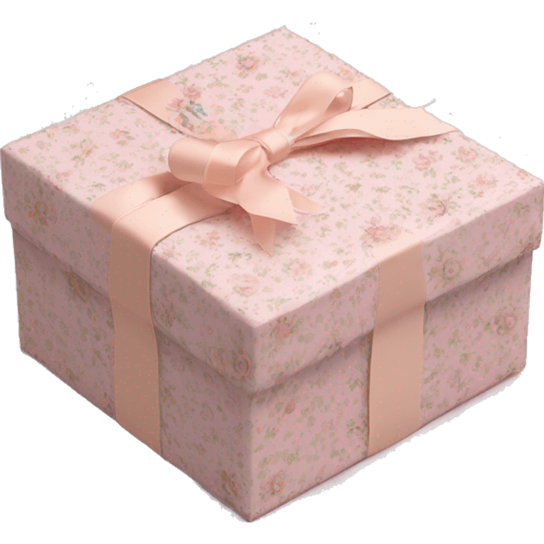 Elegant Rococo pale pink ditsy floral gift box emoji