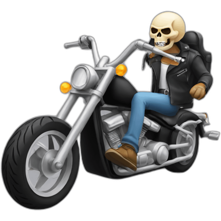 skull riding a chopper motorcycle emoji