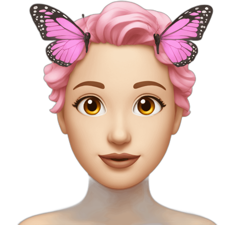 visage avec noeux papillon rose emoji