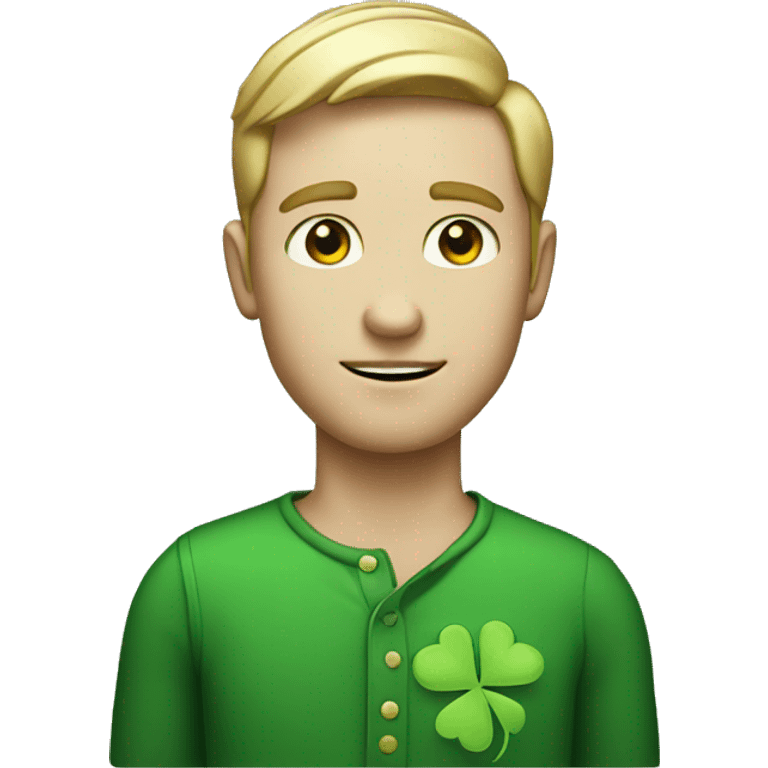 white man with four leaf clover emoji