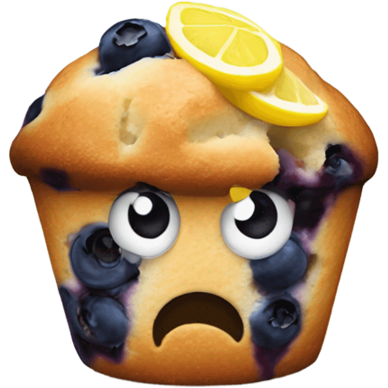 Blueberry muffin with lemon emoji