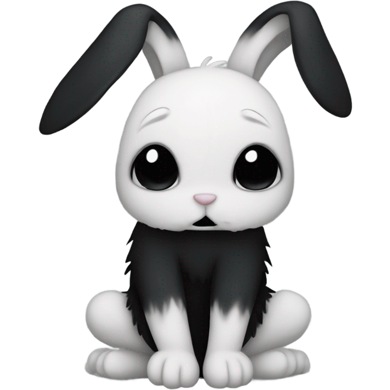 A depressed Emo rabbit with black fur emoji