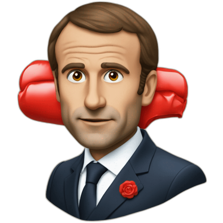 Macron avec les yeux rouges et une cigarette emoji