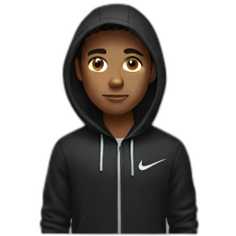 a young man with nike black hoodie emoji