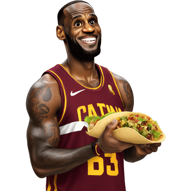 LeBron eating a taco emoji