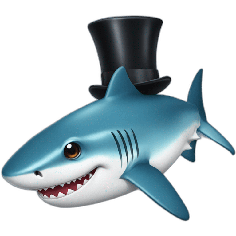 Shark with a top hat emoji