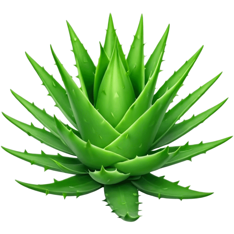 Cinematic Realistic Aloe Vera Emoji, Plump and succulent, with thick, fleshy leaves arranged in a star-like rosette. The vibrant green leaves have a slightly spiky texture, exuding a sense of resilience and healing. Soft glowing outline, capturing the essence of natural wellness and desert vitality in a flourishing aloe vera plant! emoji