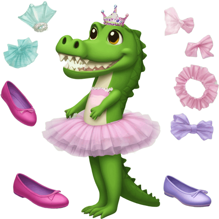 Crocodile wearing crocs in a ballerina costume  emoji