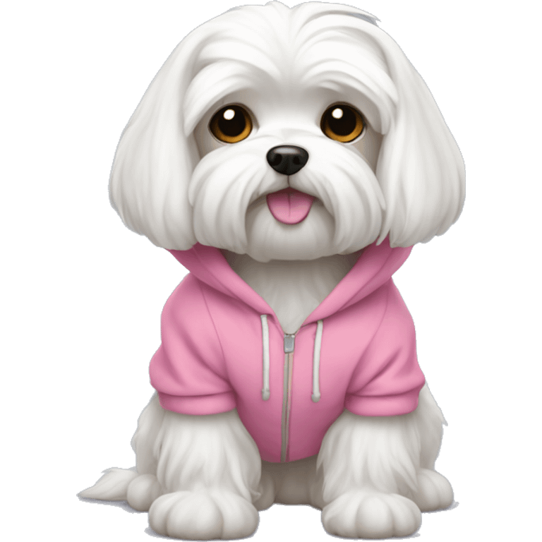 maltese dog breed with pink hoodie emoji