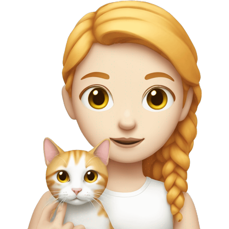 White Ginger Girl with a white cat emoji