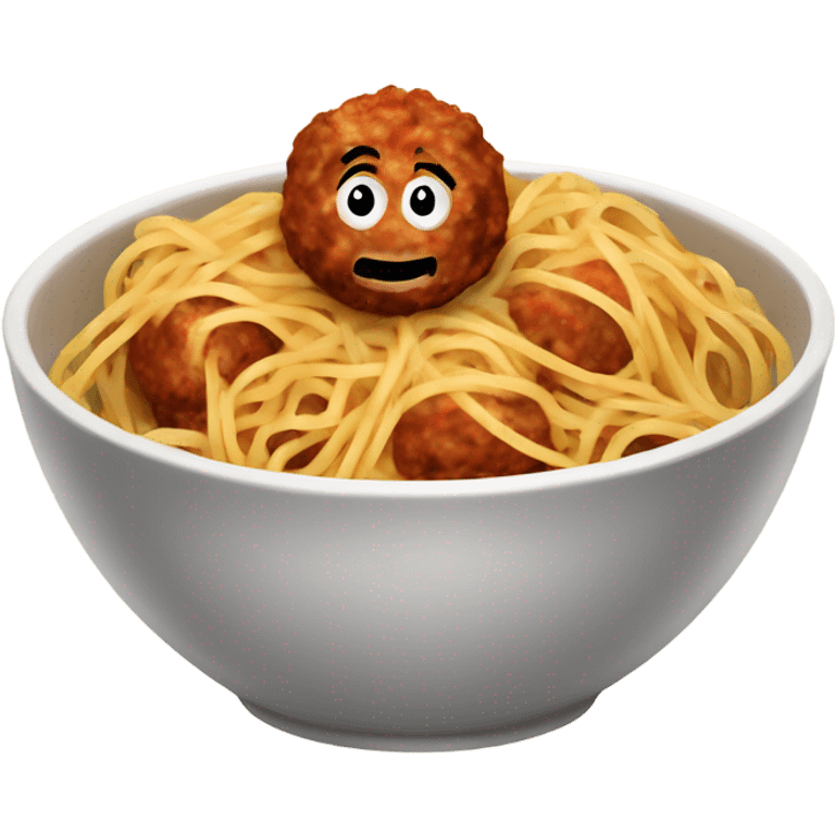 spaghetti with meatballs in a bowl emoji