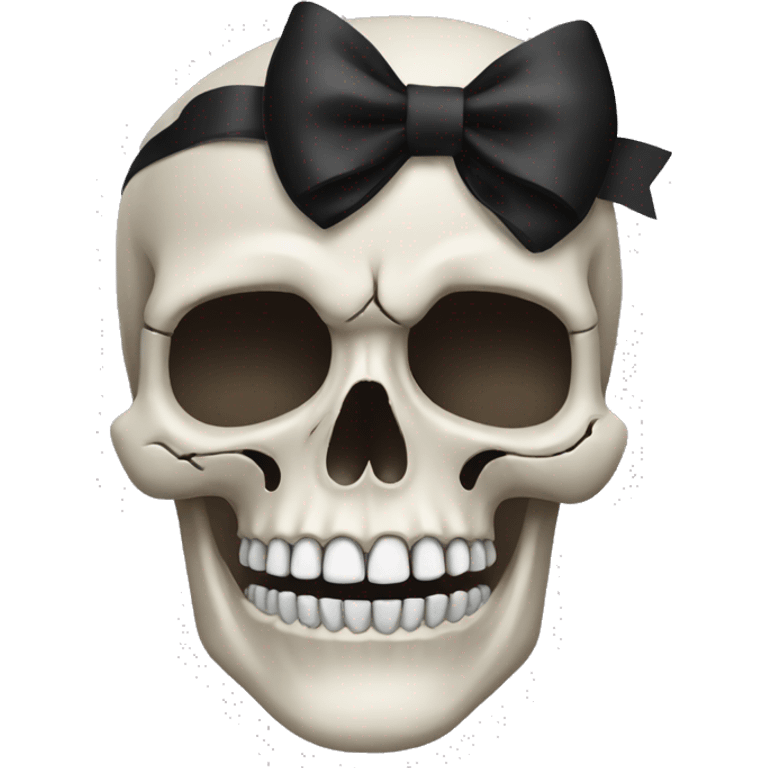 skull wearing a black bow emoji