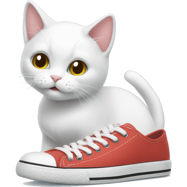 White cat playing with shoes  emoji