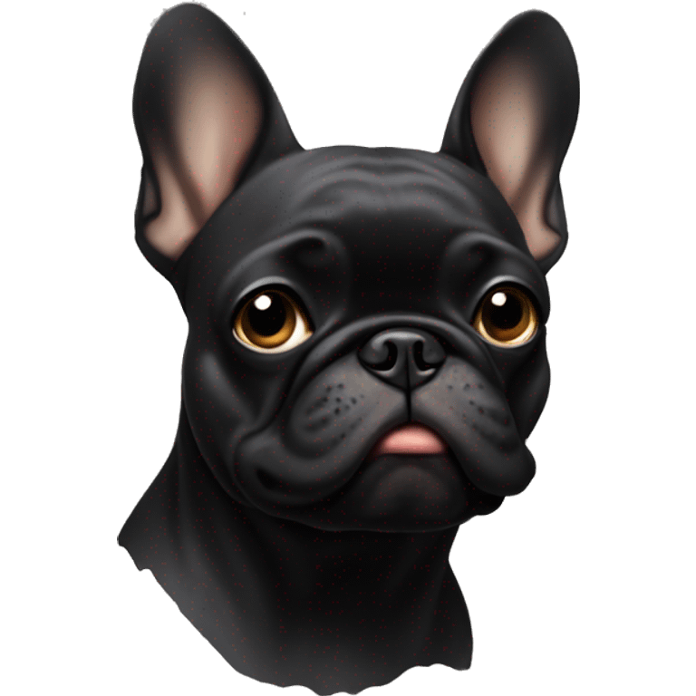 Black frenchie with dirty face emoji