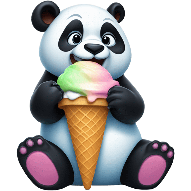 Panda eating ice cream emoji