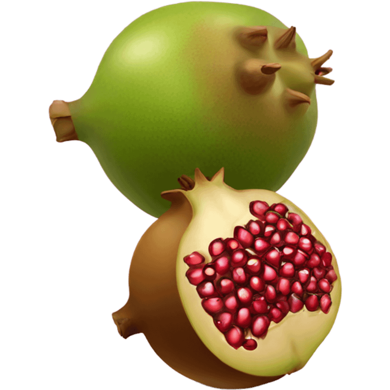 one kiwi and one pomegranate close to each other no face emoji