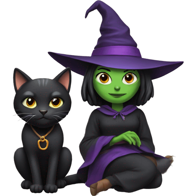 witch and a bold cat  emoji