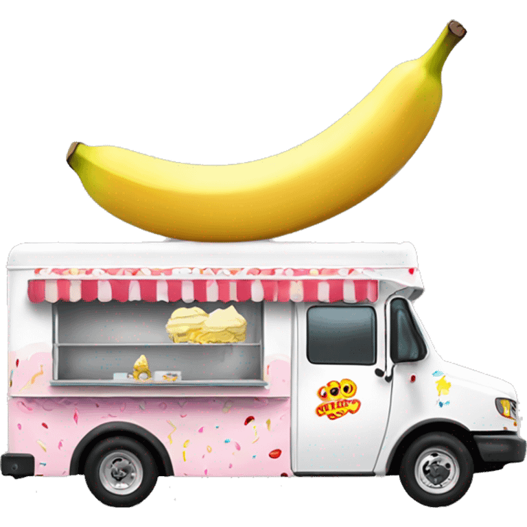 Side view 20 foot long banana split Ice Cream Truck  emoji