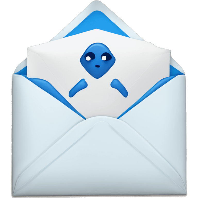 White envelope with blue kiss mark on it emoji