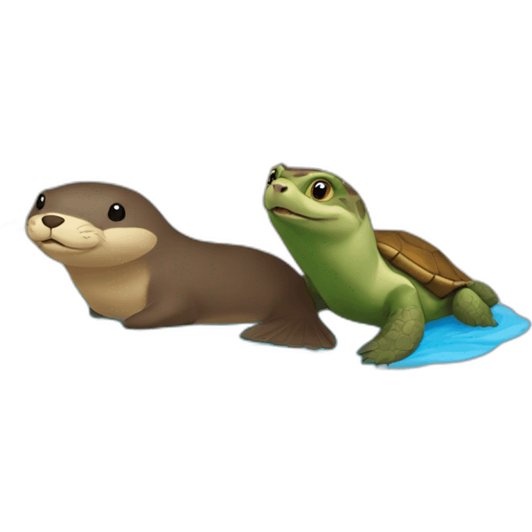 Une loutre et une tortue emoji