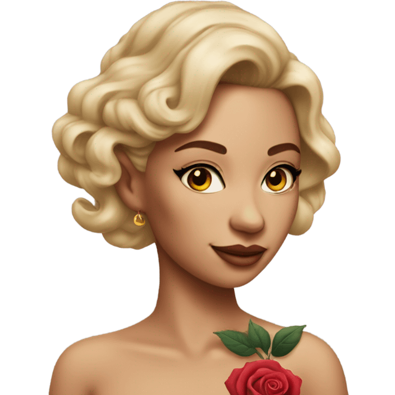 Hyper Realistic beautiful woman with a small rose tattoo emoji