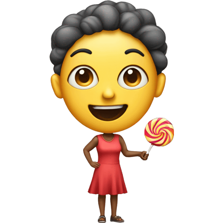 CHARACTER CARTOON WITH HUMAN BODY AND LOLLIPOP INSTEAD OF HEAD, WOMAN  emoji