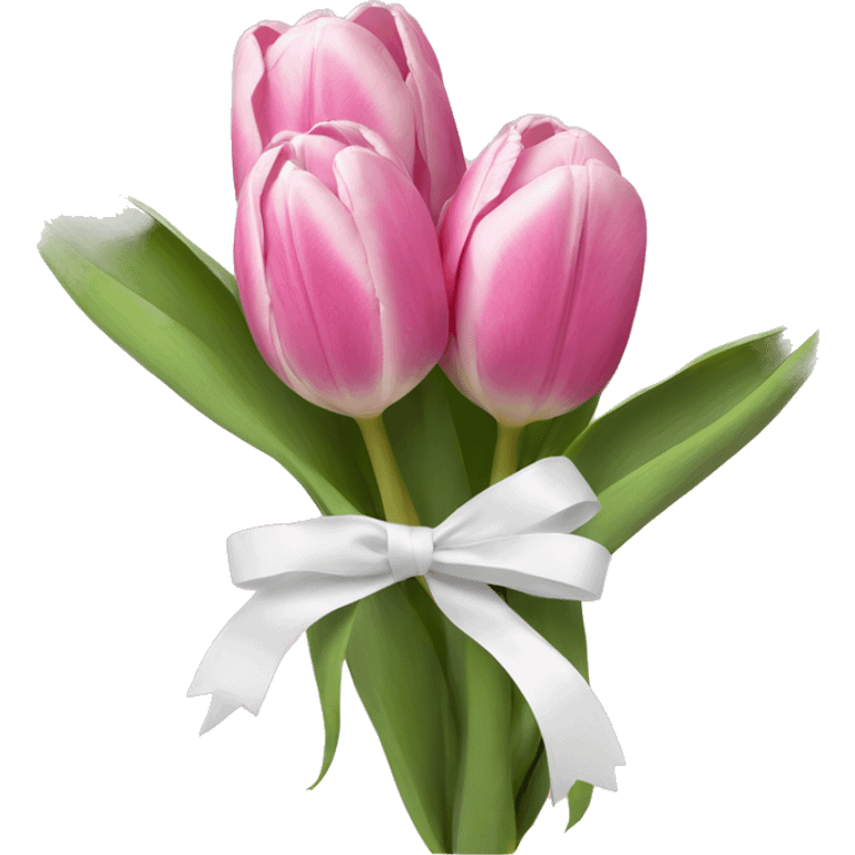 Pink tulips with a white ribbon emoji