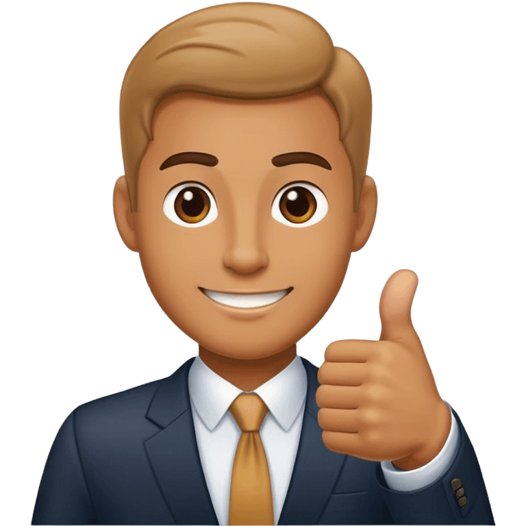 photorealistic businessman shows thumb up emoji