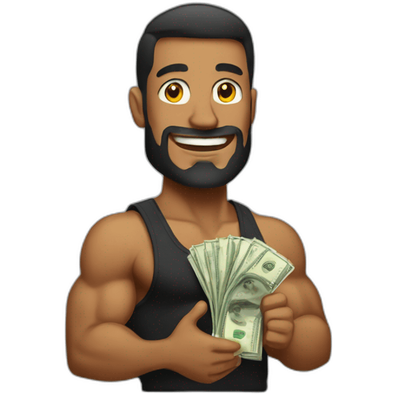 bodybuilder with money emoji