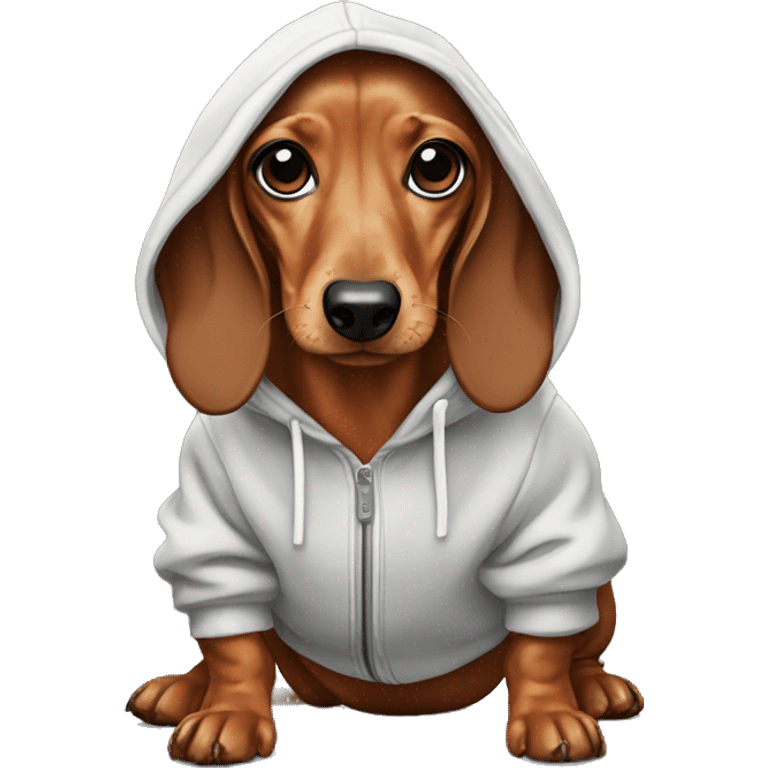 Dachshund wearing hoodie emoji