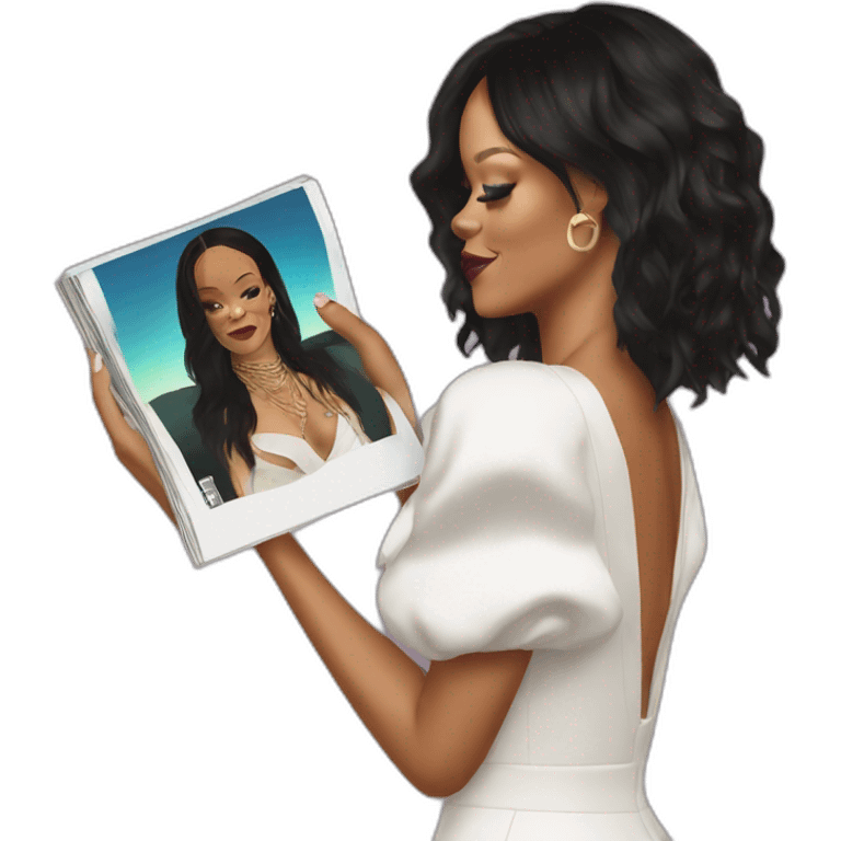 rihanna with an album in the hand emoji