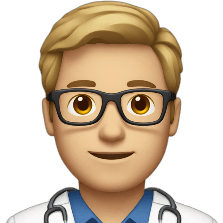 male radiologist with square glasses and light brown hair emoji