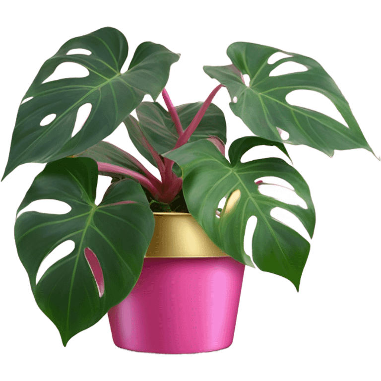 Philodendron pink princess in gold pot emoji