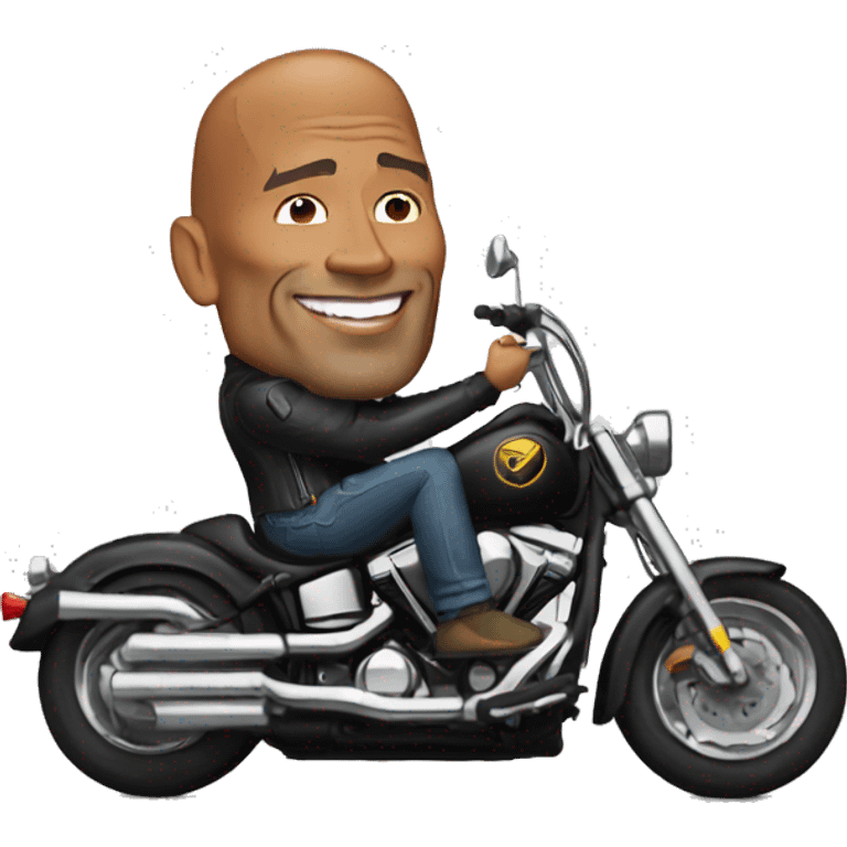 Dwayne Johnson sur une moto emoji