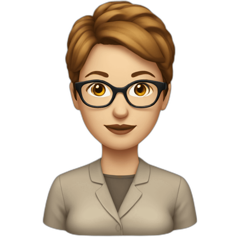 white woman with brown shorter hair and glasses emoji