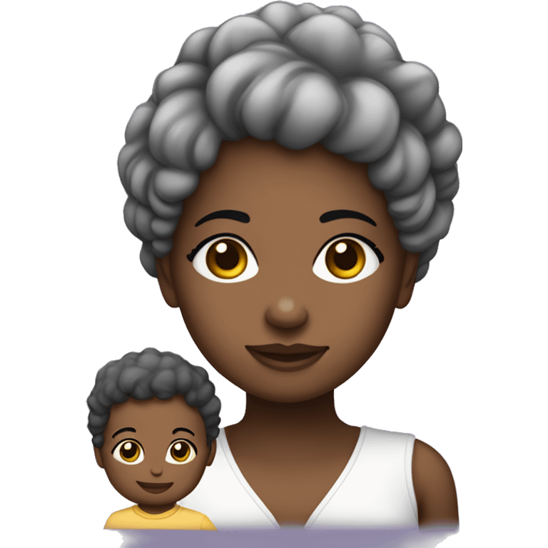 Mãe negra com bebê branco no colo emoji