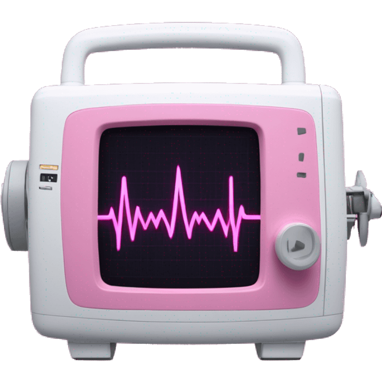 Pink ekg machine with ekg on screen emoji