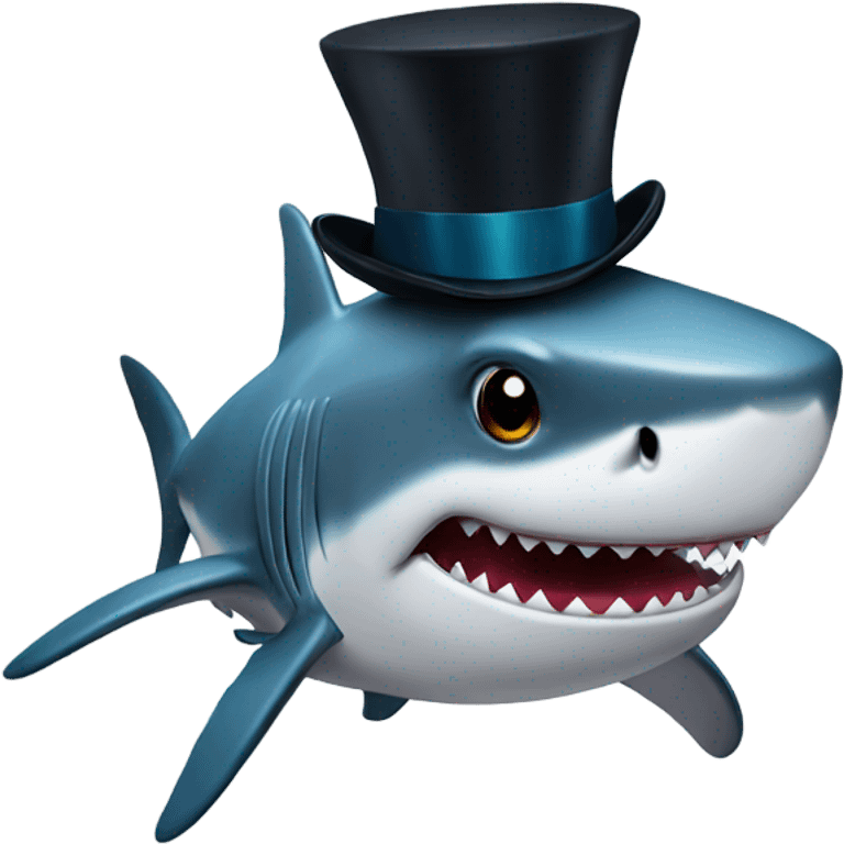 Shark with a top hat emoji