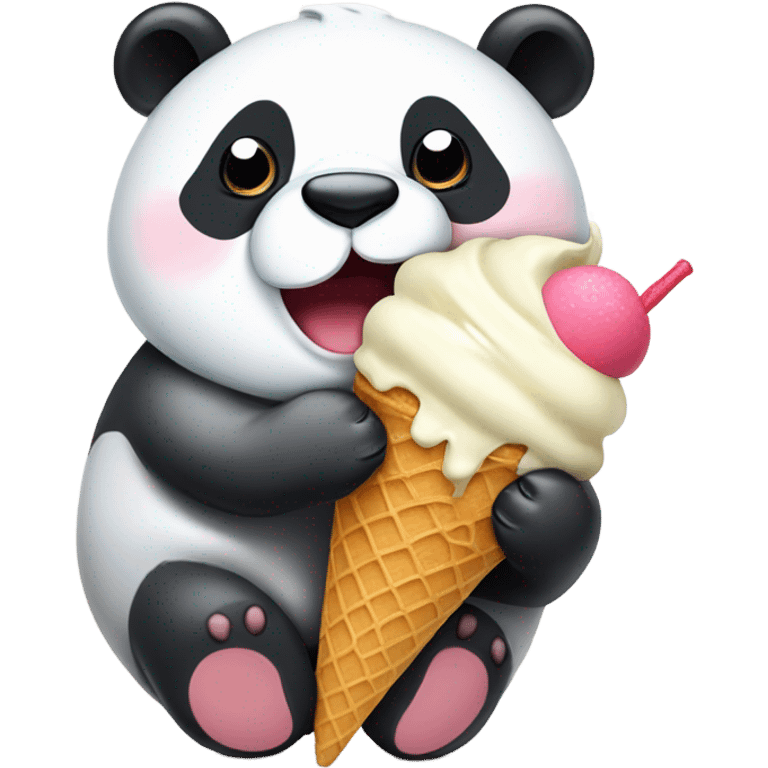 Panda eating ice cream emoji