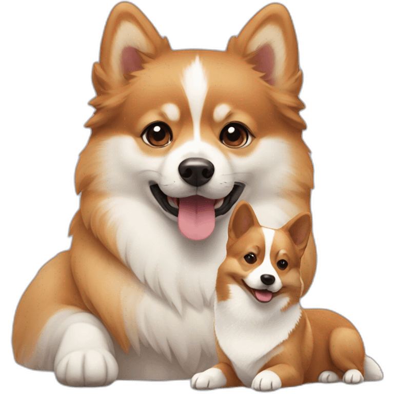 pomsky with a corgi emoji