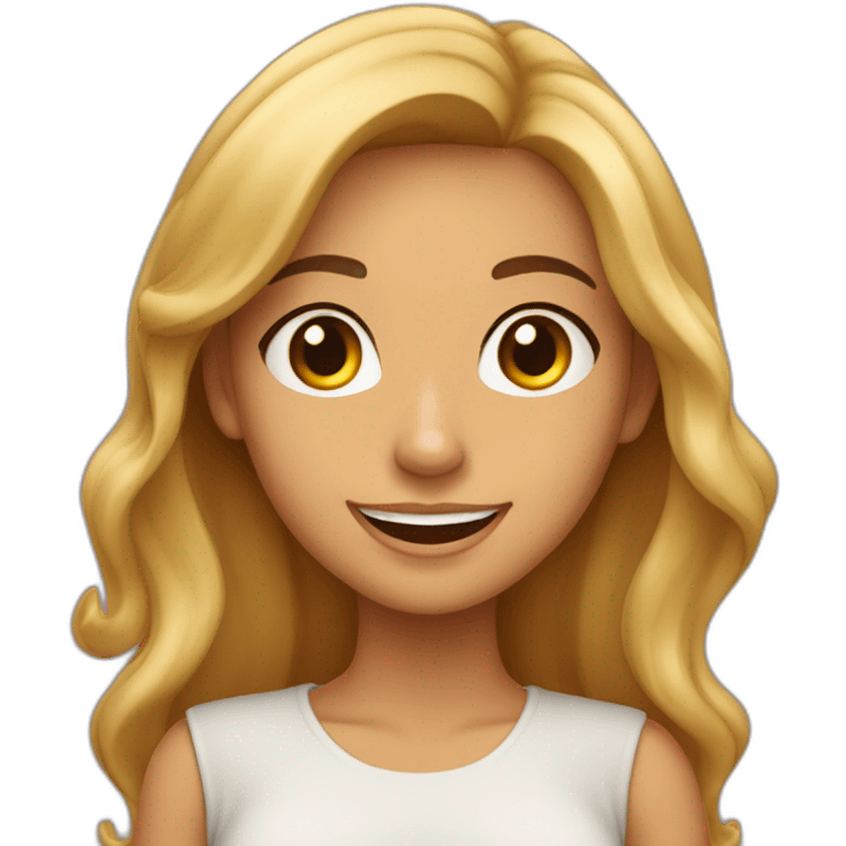 mujer morena sonriendo, cabello largo y liso emoji