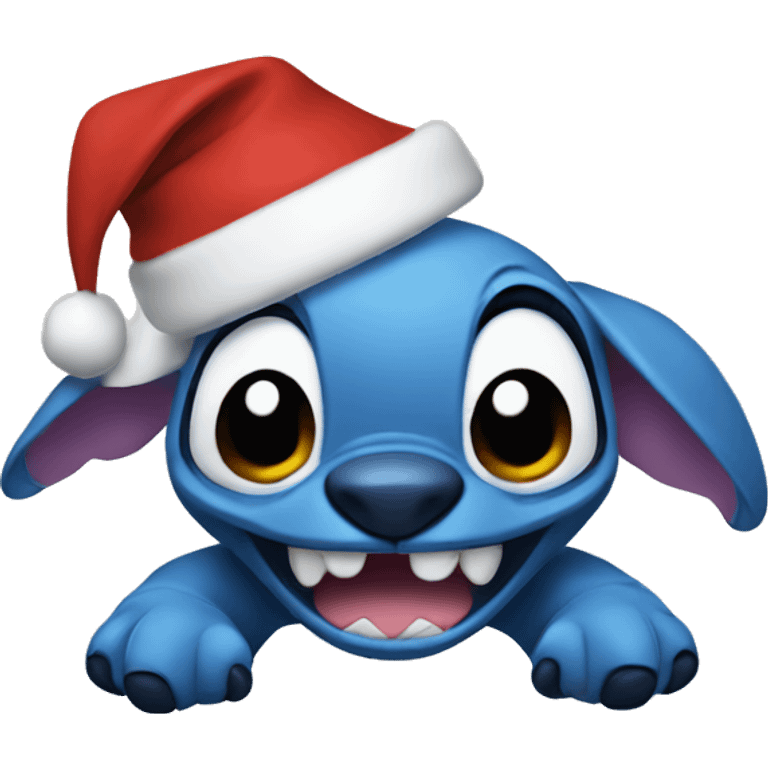 Stitch wearing a Christmas hat emoji