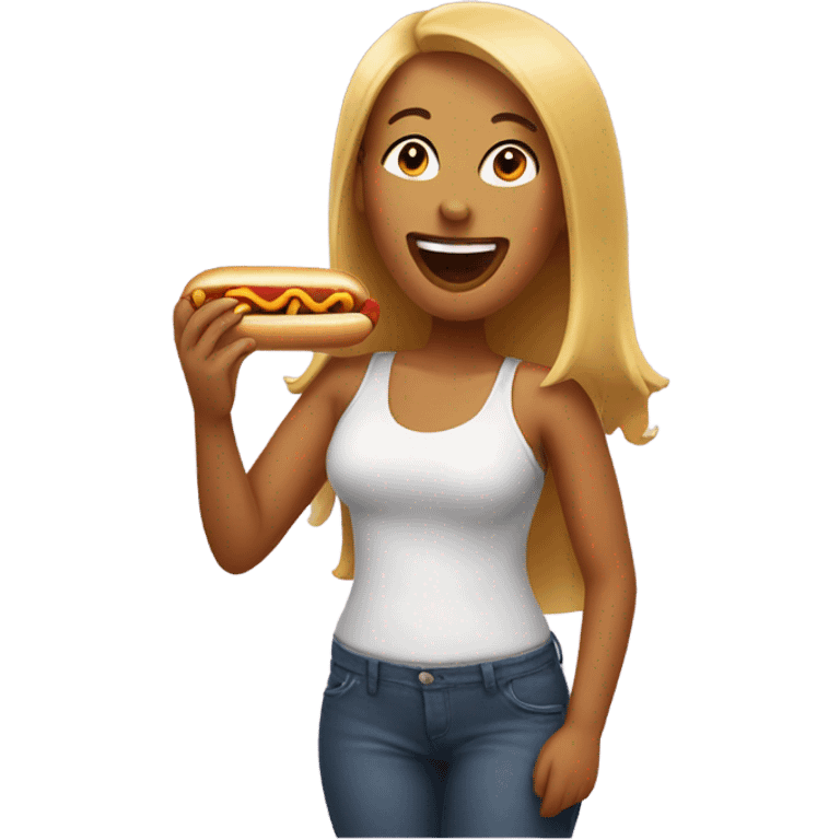 Woman eating a hotdog  emoji