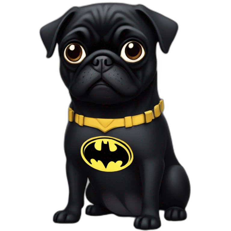 Black pug as batman emoji