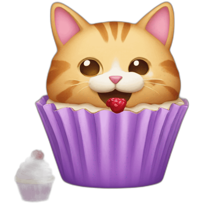 Cat eating cupcake emoji