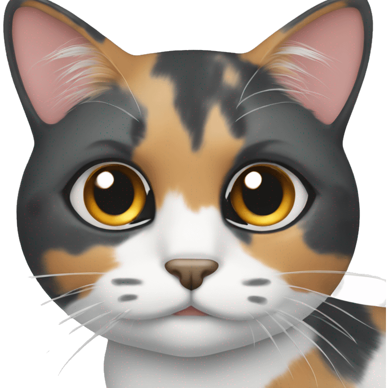 Calico cat with grey patches around eyes  emoji