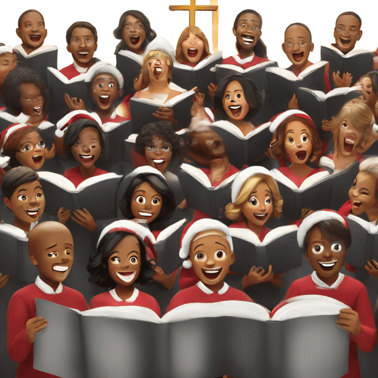 Choir singing Joy to the world on Christmas morning in the black church emoji