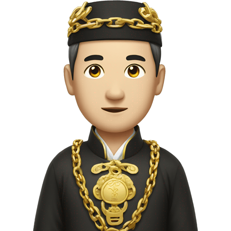 rich chinese man with gold chain in national dress emoji